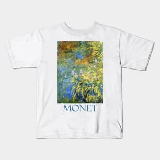 Irises by the Pond by Claude Monet Kids T-Shirt